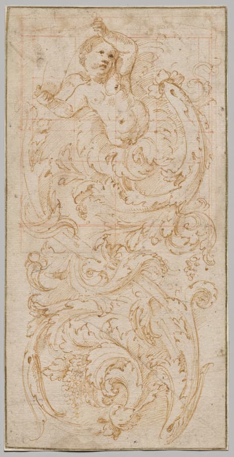 Design for a Frieze with a Putto and Acanthus Leaves — Giulio Romano