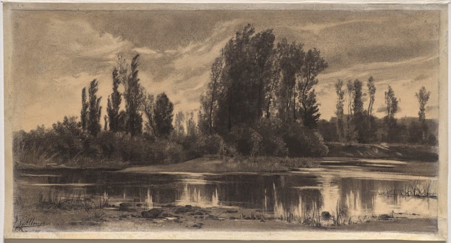 Gust of Wind on the Poplars — Auguste Allongé