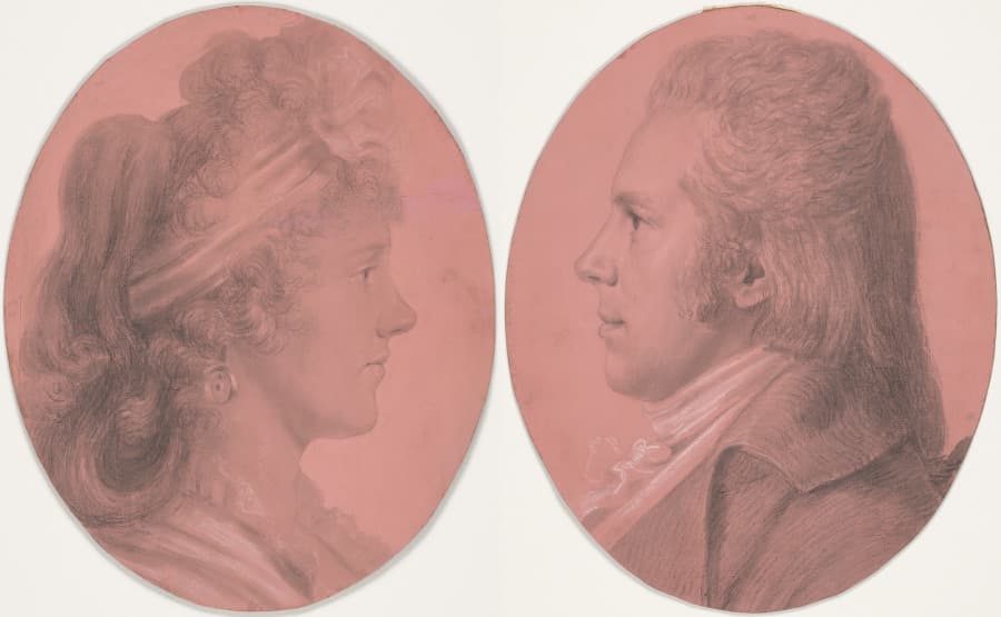 Portraits of Georges Arnold Fitzwilliam and Portrait of Eleanor Ramsay Fitzwilliam; a pair — Charles Balthazar Julien Fevret de Saint-Mémin