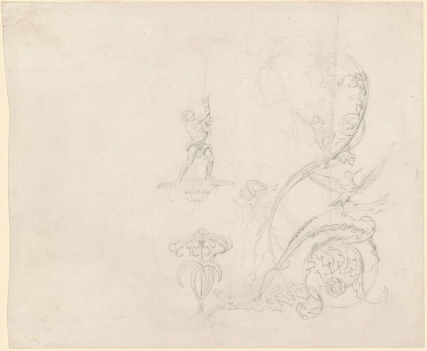 Studies of Fountain Decorations — Emanuel Gottlieb Leutze
