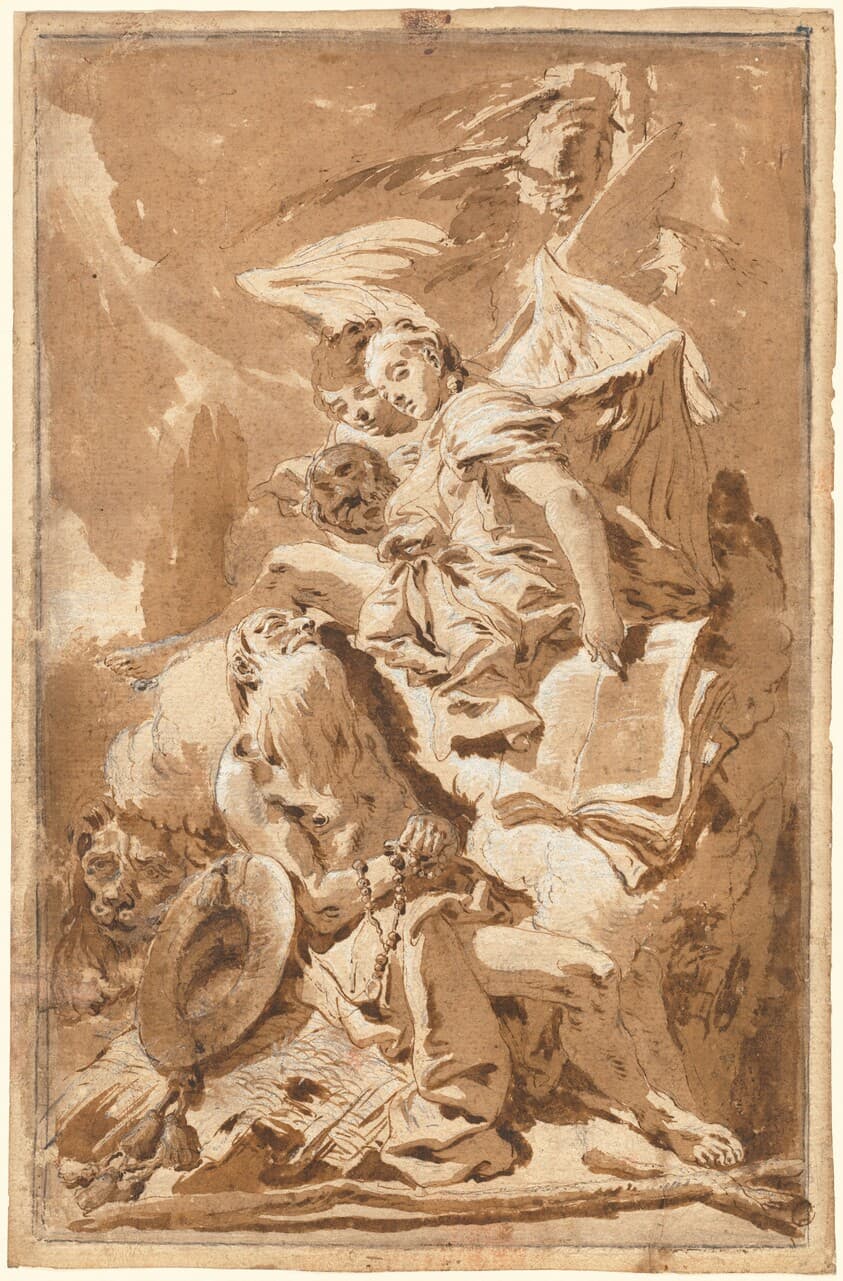 Saint Jerome in the Desert Listening to the Angels — Giovanni Battista Tiepolo