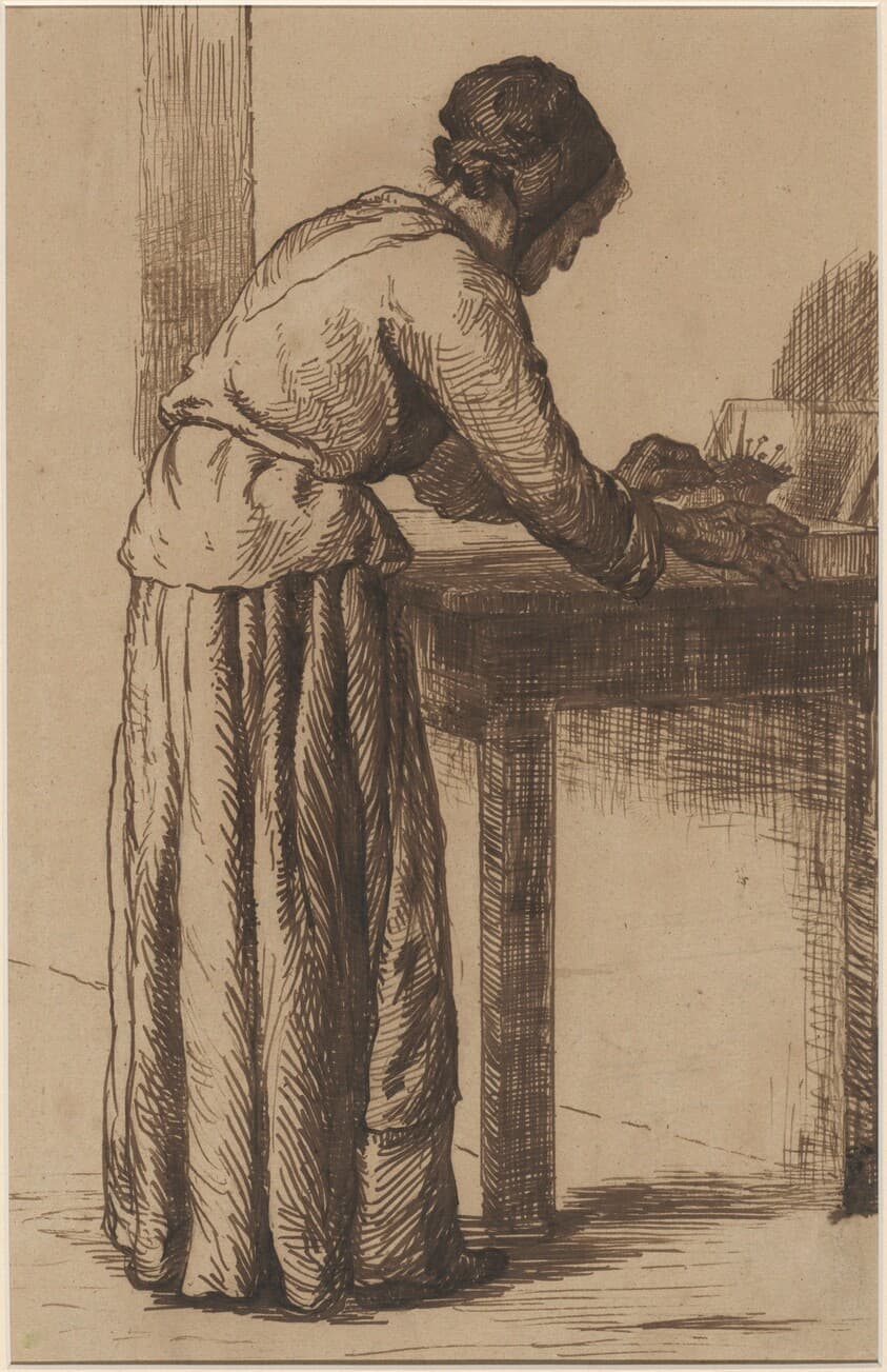 Old Woman Working — Augustin Théodule Ribot