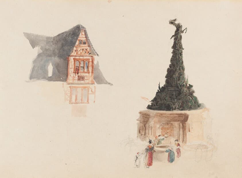 A Fountain and a Facade in Austria — John Skinner Prout