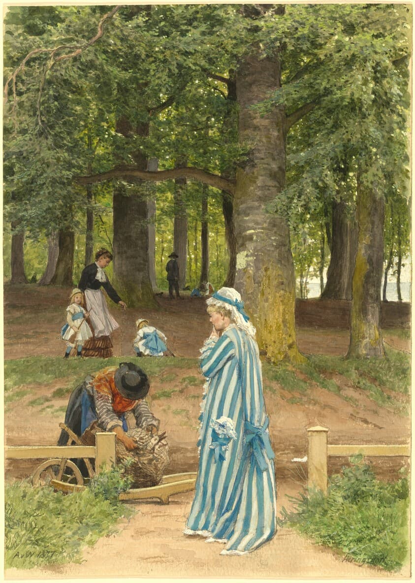 The Artist's Wife and Daughters in a Park at Heringsdorf — Anton von Werner
