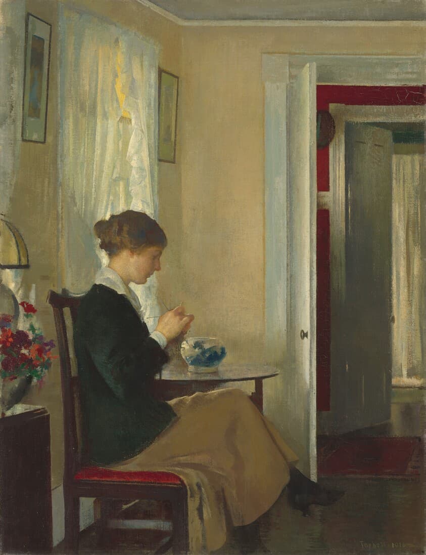 Josephine Knitting — Edmund Tarbell