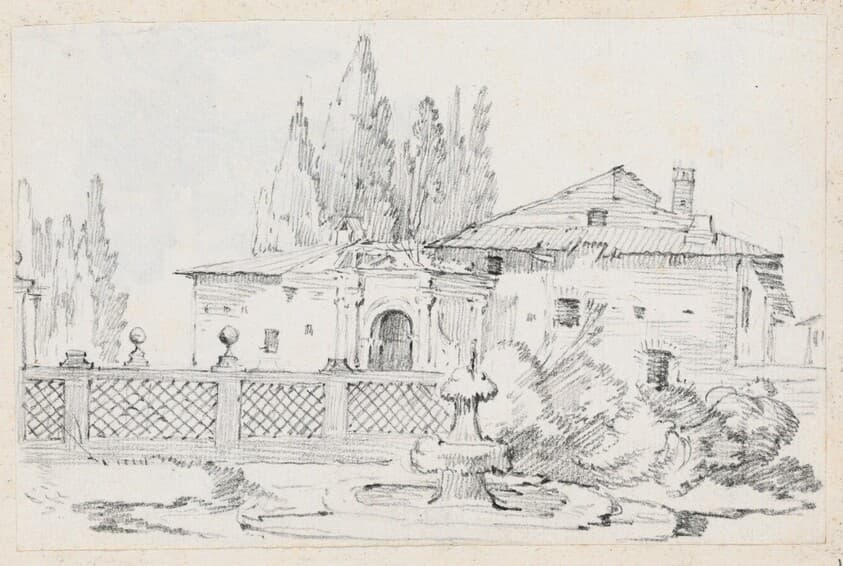 House and Trees across a Garden Wall — Joseph-Marie Vien