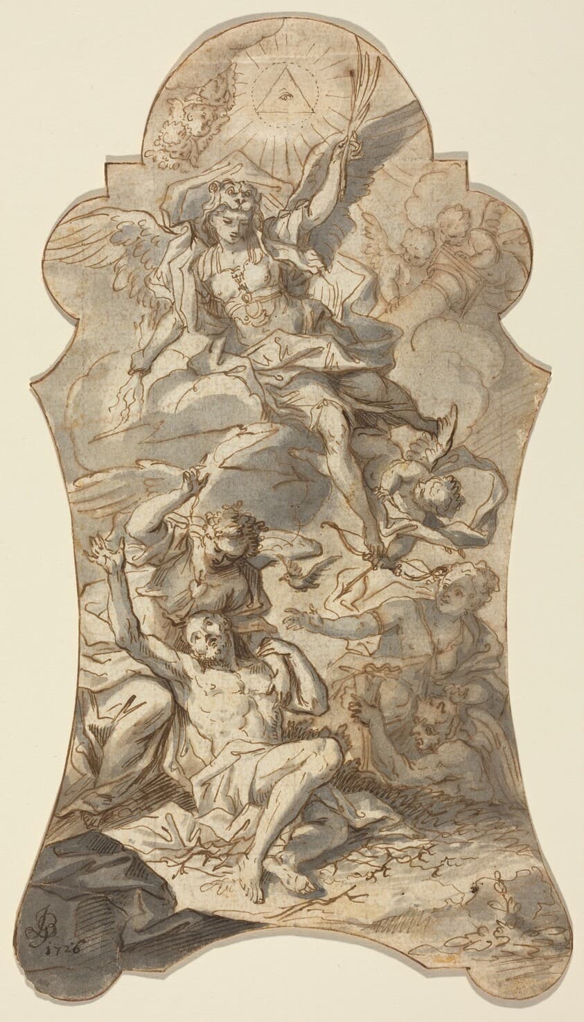 The Holy Angels Protecting a Hermit from Evils — Johann Georg Bergmüller