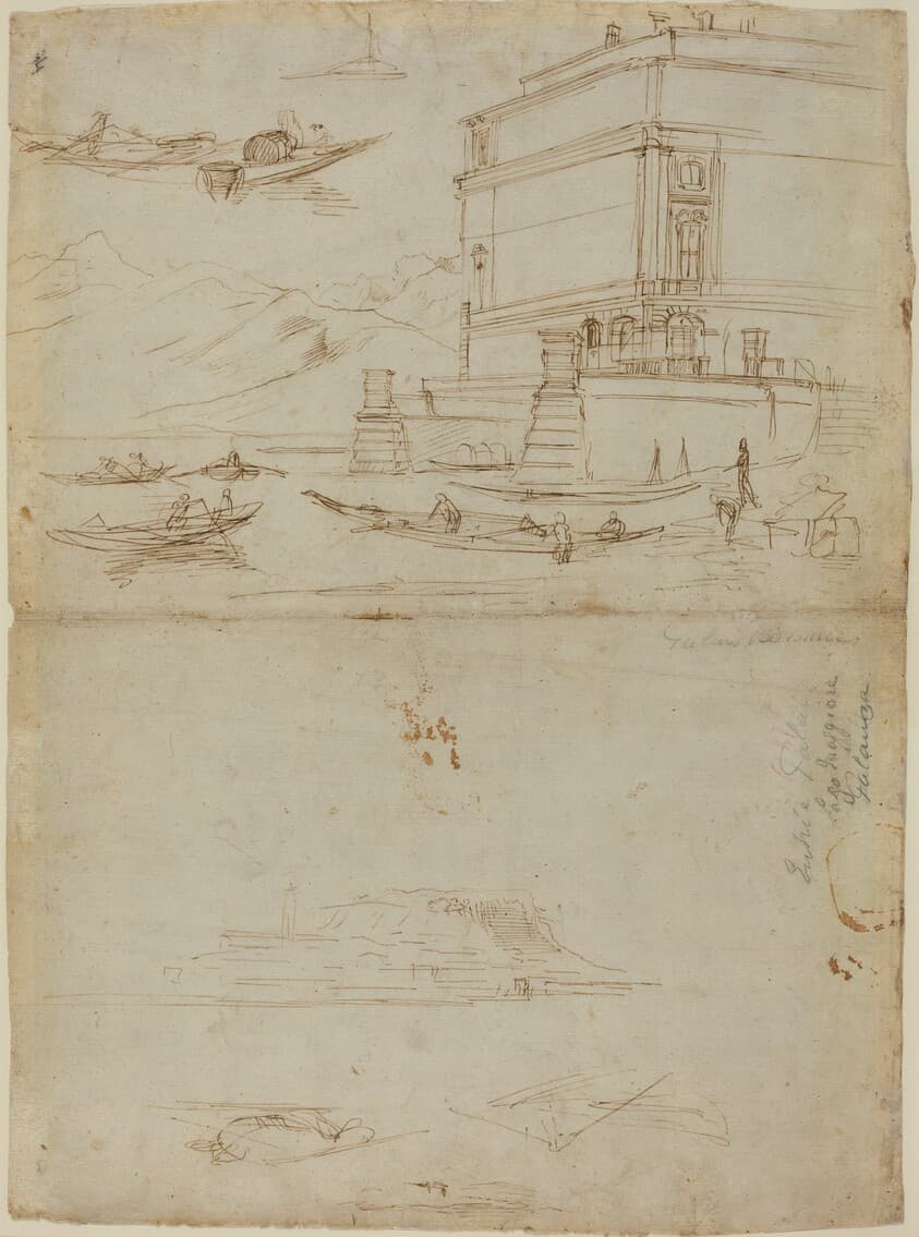 Studies of Lago Maggiore and and the Entrance to a Palazzo — Gaspar van Wittel