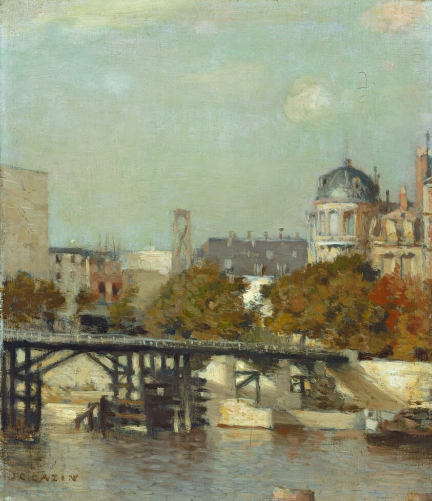 Paris Scene with Bridge — Jean-Charles Cazin