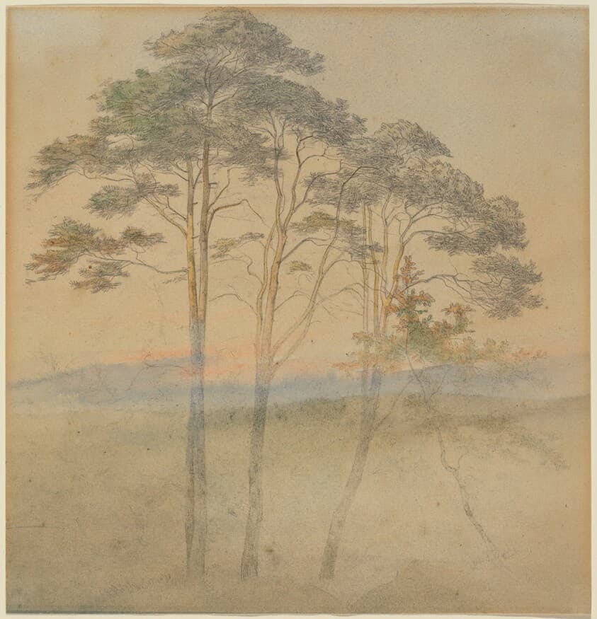 Pines in a Morning Fog — Ernst Ferdinand Oehme