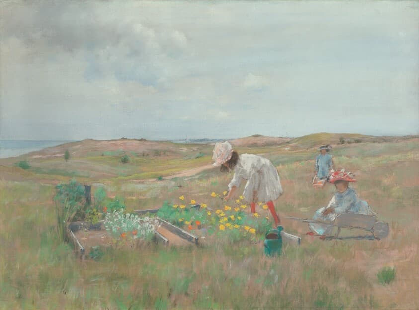 Gathering Flowers, Shinnecock, Long Island — William Merritt Chase