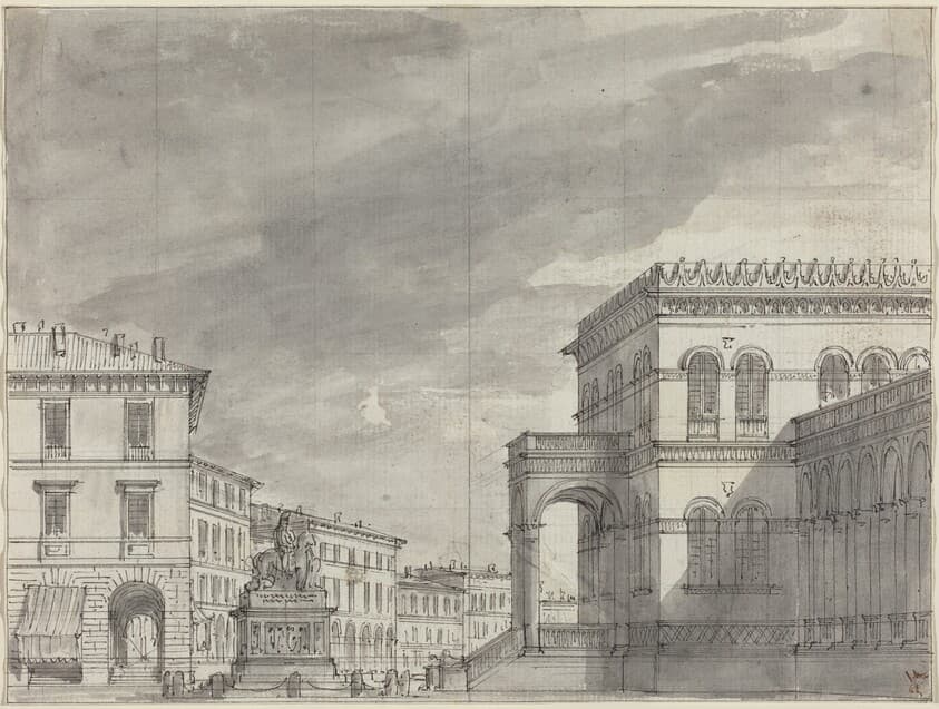 Piazza with an Equestrian Monument and a Palace — Alessandro Sanquirico