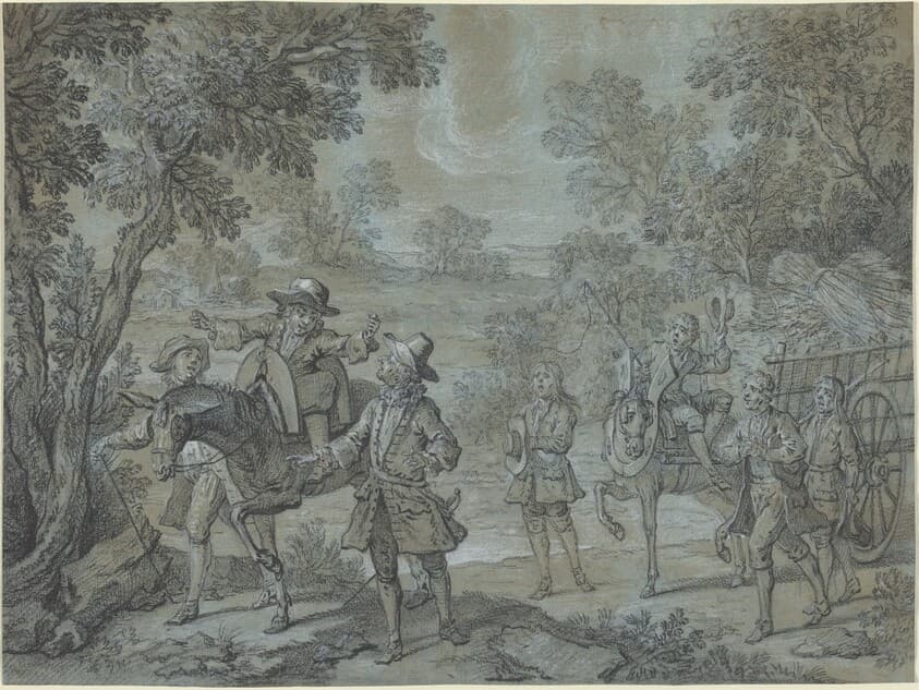 Ragotin declame des vers; des paysans croient qu'il preche — Jean-Baptiste Oudry