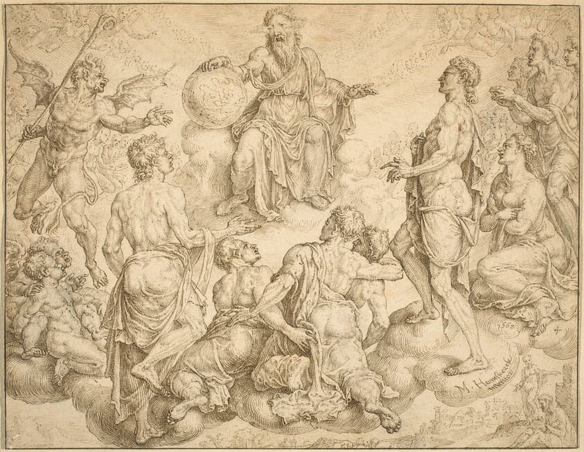 Satan Challenges God to Remove his Protection from Job — Maerten van Heemskerck