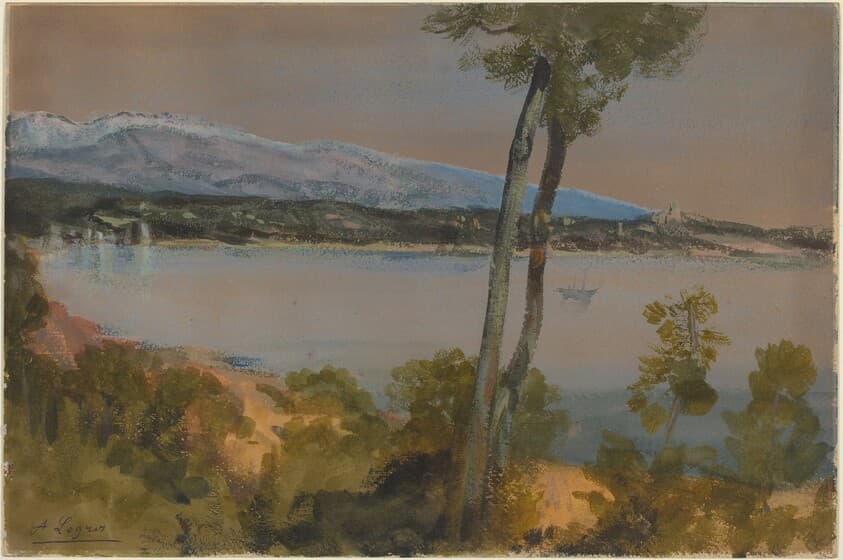 Mountains Seen beyond a Lake — Alphonse Legros