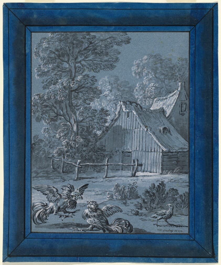 The Partridge and the Cocks — Jean-Baptiste Oudry