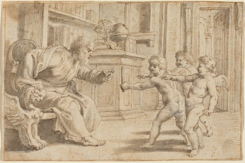 Putti Testing a Man's Perception of Depth — Sir Peter Paul Rubens