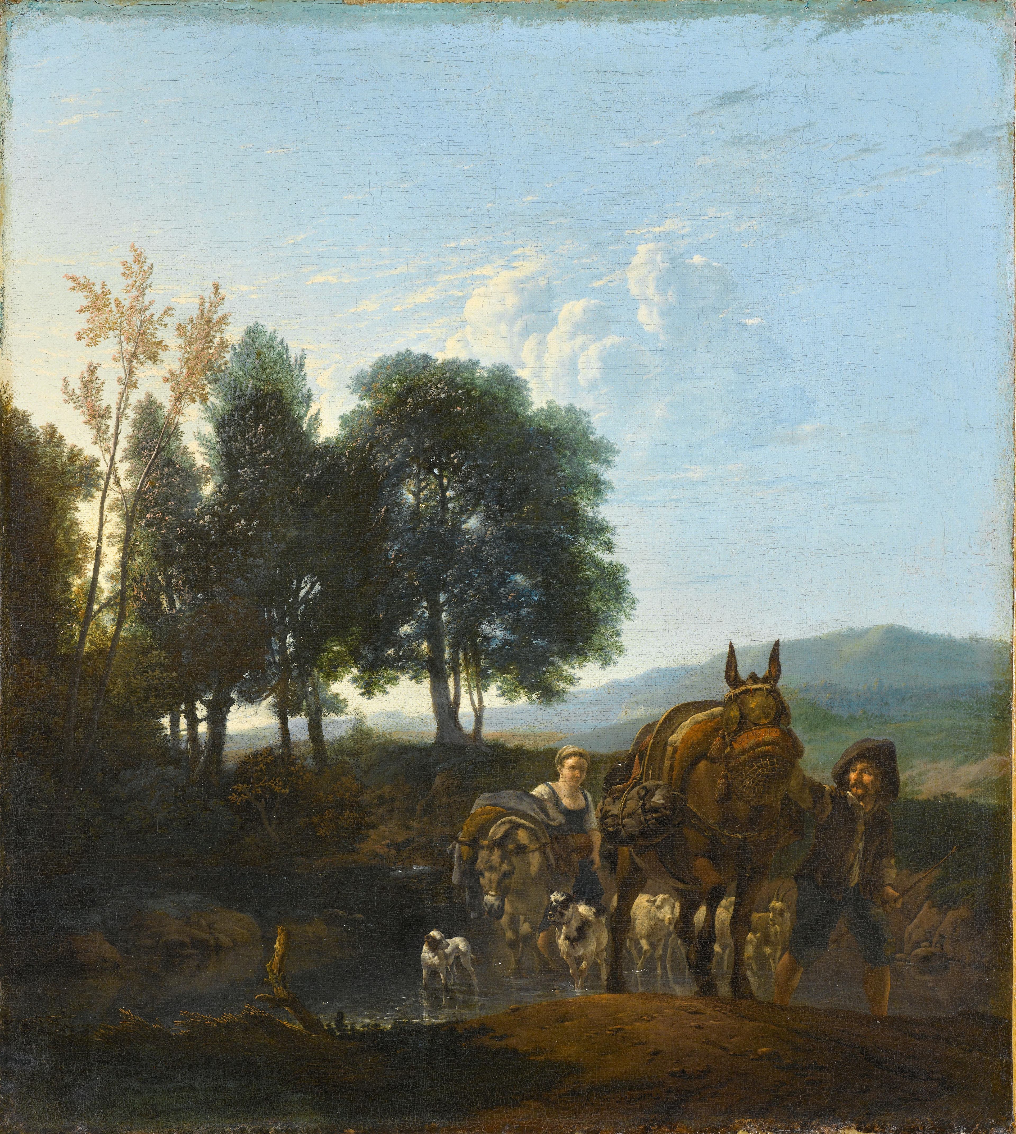 Landschap met muilezeldrijver — Karel du Jardin