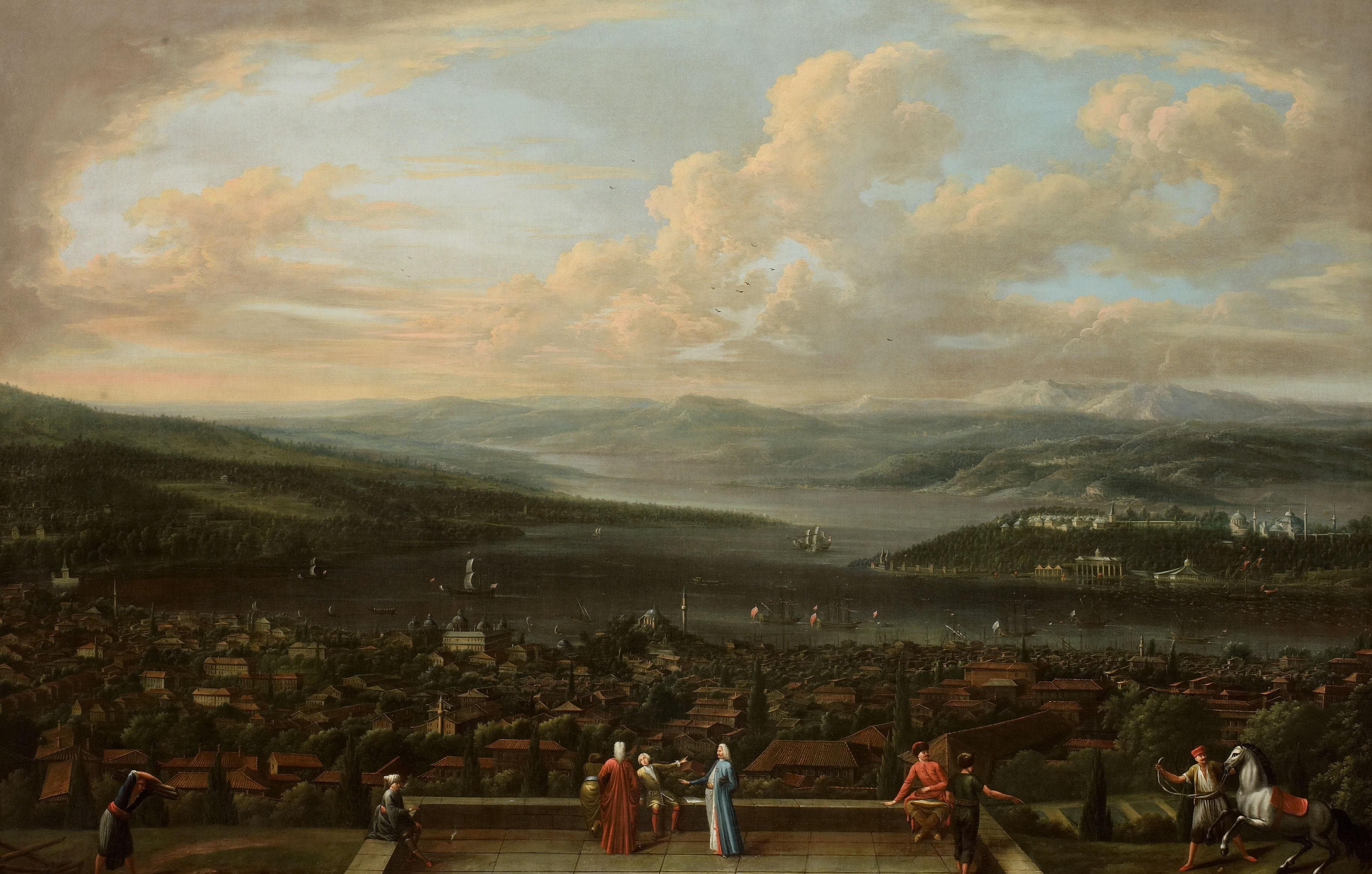 Gezicht op Istanbul vanuit de Nederlandse ambassade in Pera — Jean Baptiste Vanmour