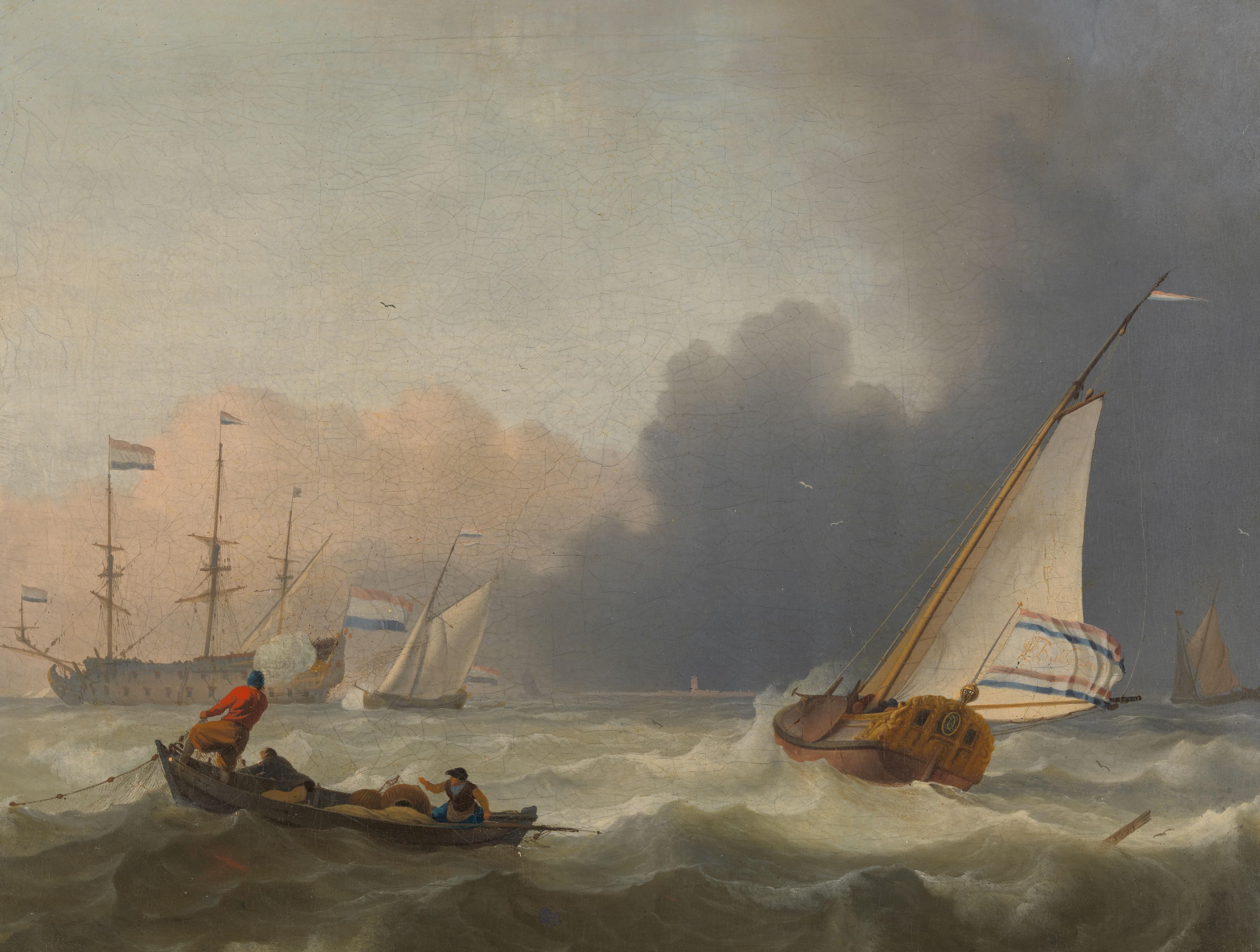 Woelige zee met een Nederlands jacht — Ludolf Bakhuysen