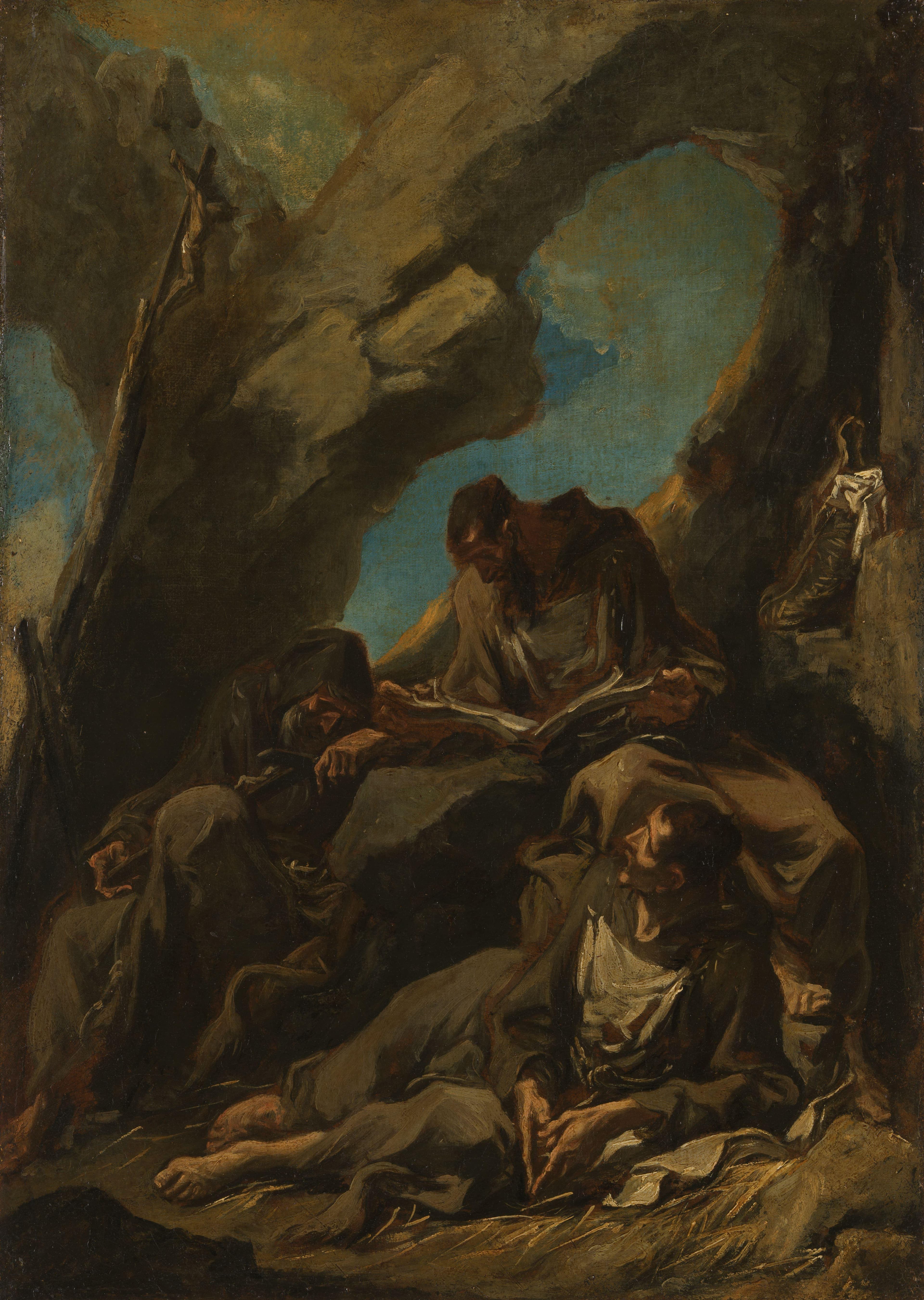 Three Camaldolese Monks in Meditative Prayer — Alessandro Magnasco