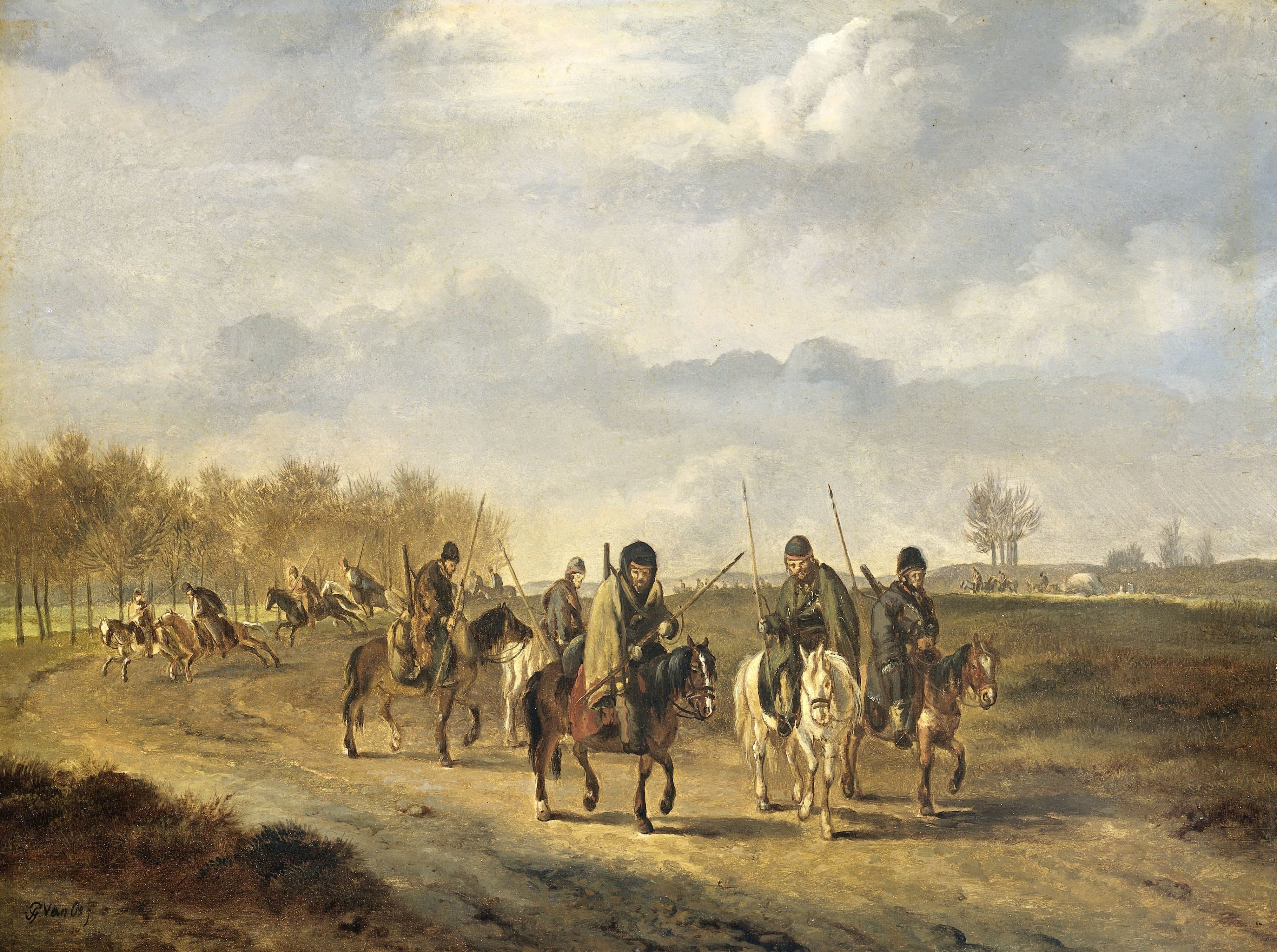 Kozakken op een landweg bij Bergen in Noord-Holland, 1813 — Pieter Gerardus van Os