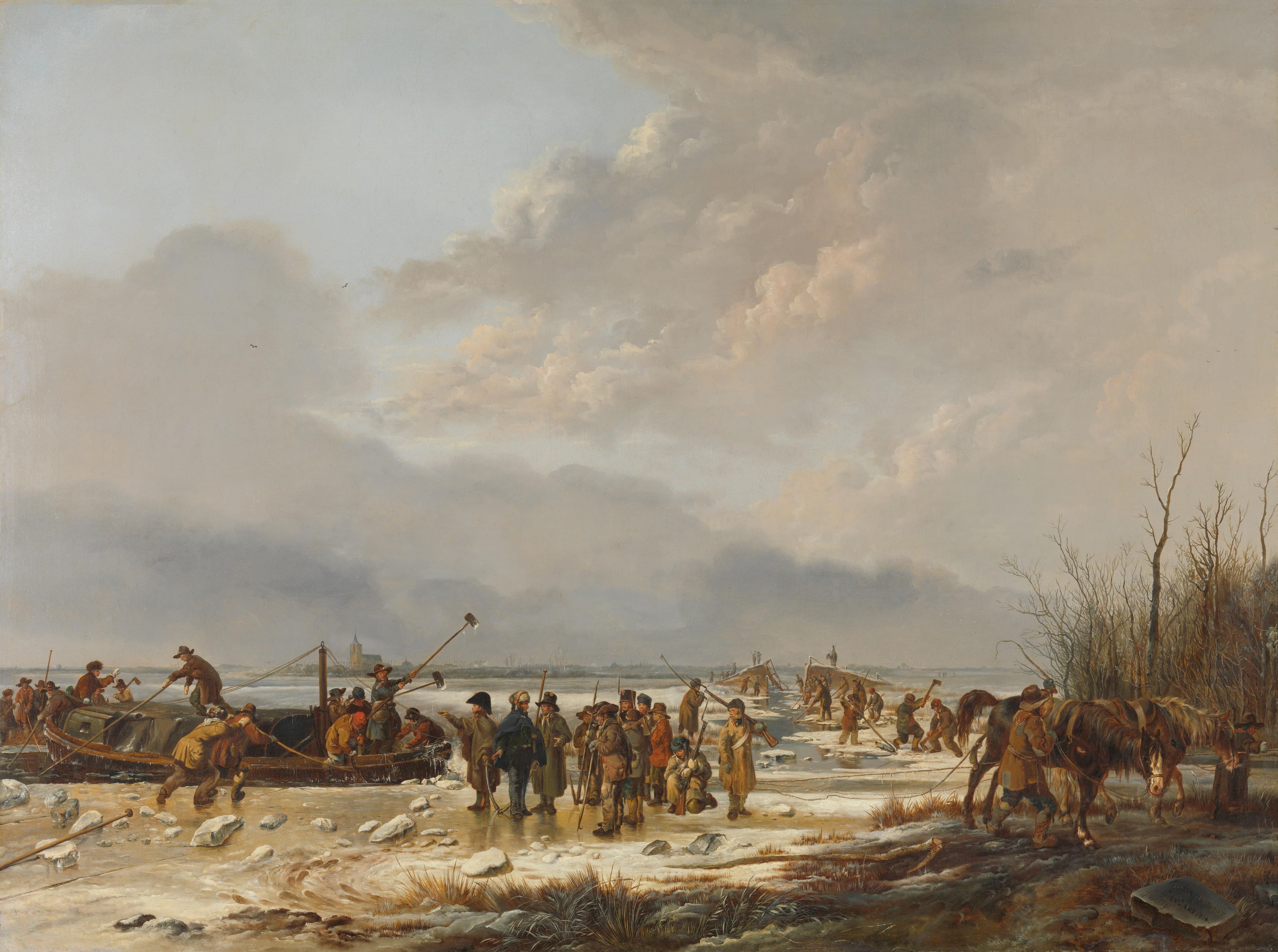 Het doorijzen van de Karnemelksloot bij Naarden, januari 1814 — Pieter Gerardus van Os