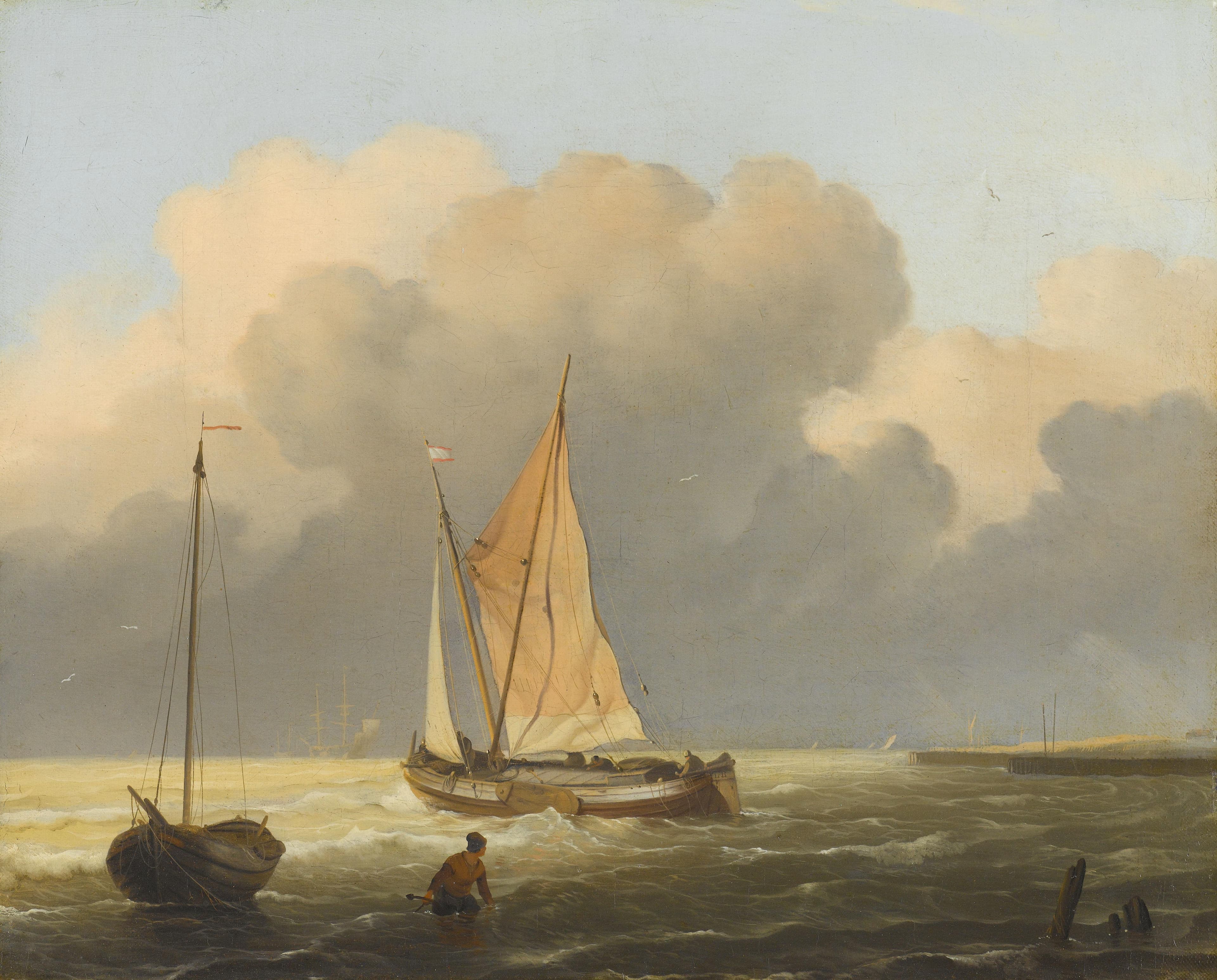 Seas off the Coast, with Spritsail Barge — Ludolf Bakhuysen