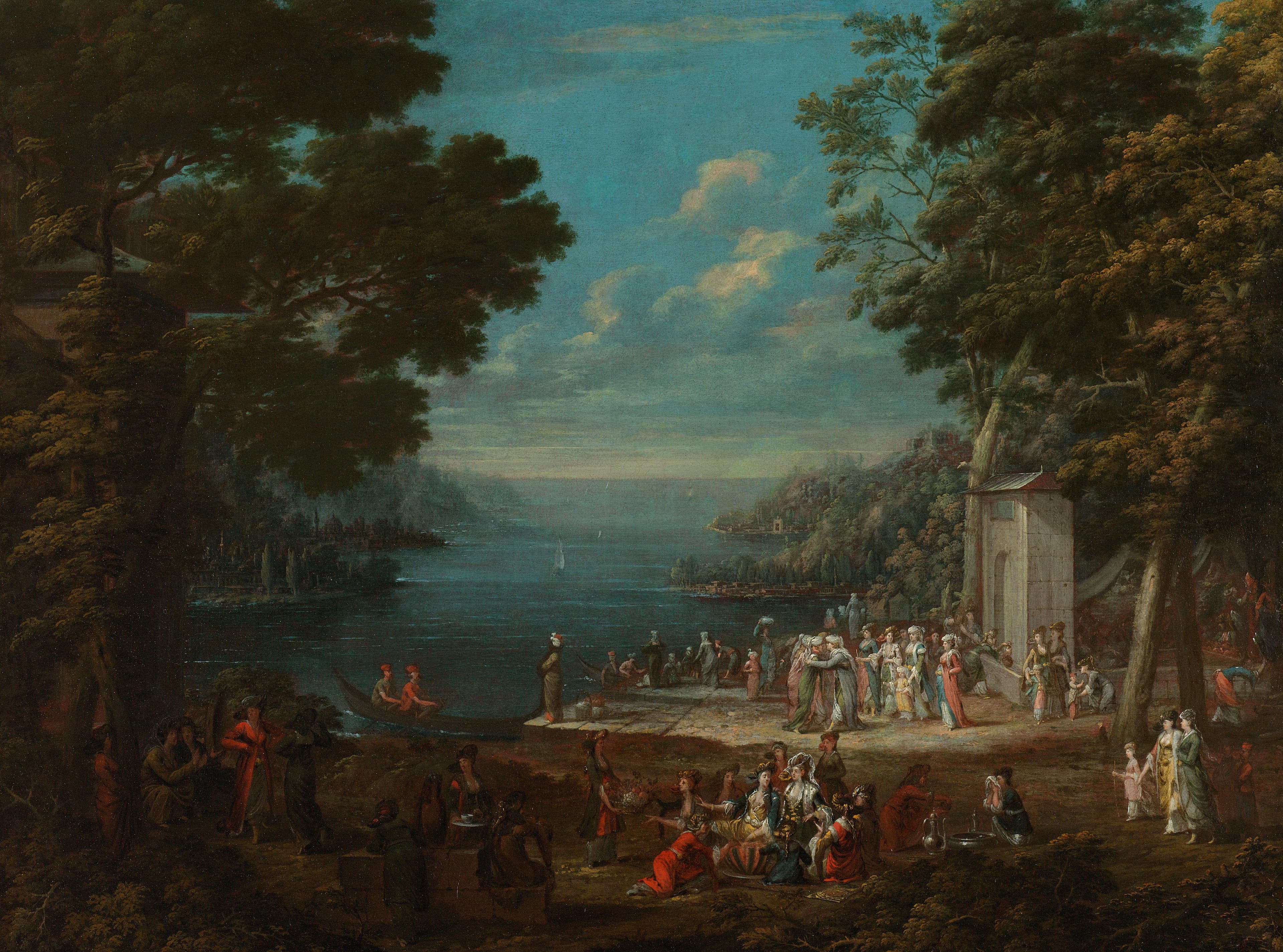 Damesfeest in Hünkâr İskelesi aan de Bosporus — Jean Baptiste Vanmour