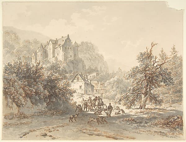 Landscape with a Hunting Party — Barend Cornelis Koekkoek