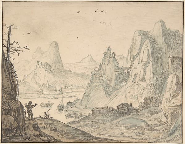 River Landscape with Mountains — Herman Saftleven II