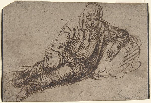 A Reclining Peasant (recto); Study of a Young Man (verso) — Jacques de Gheyn II