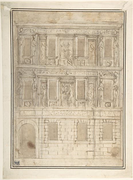 Project for a Façade Decoration (recto); Architectural Studies (verso) — Lattanzio Gambara
