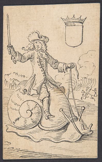 Shield King: A Man Astride a Snail — Johannes Brandenberg