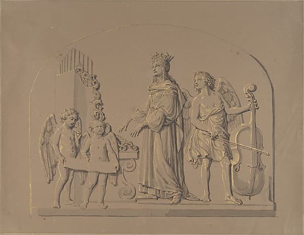 Saint Cecilia at the Organ, Flanked by Angels Making Music — Johann Gottfried Schadow