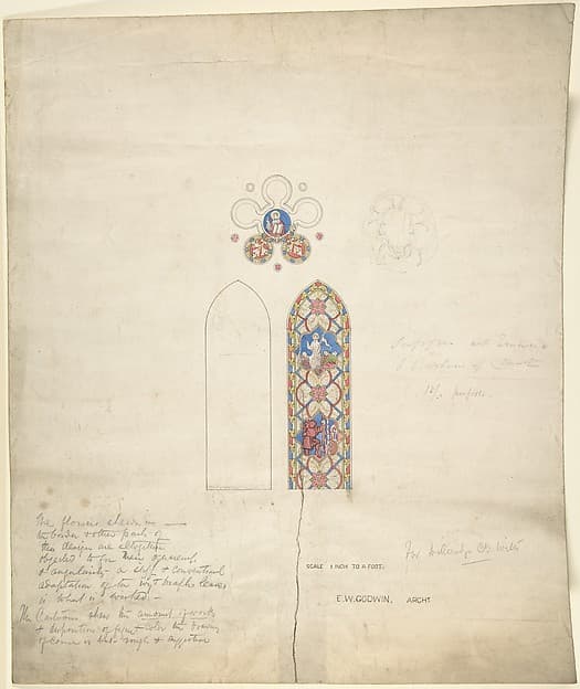 Design for stained glass windows in Ditteridge Church — Edward William Godwin