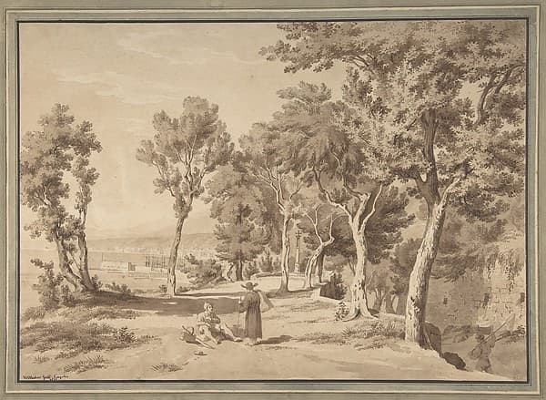 Figures in a Grove above the Bay of Naples — Jakob Wilhelm Huber
