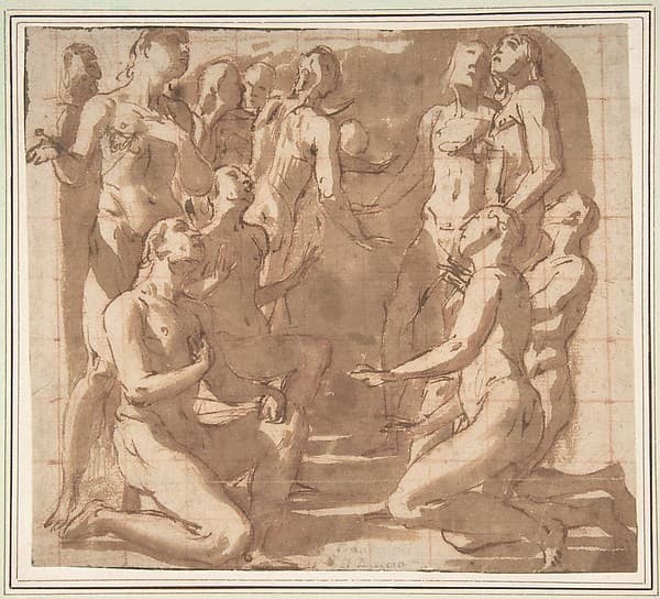 Group of Nude Male Figures Kneeling and Standing in Supplication — Giovanni Baglione