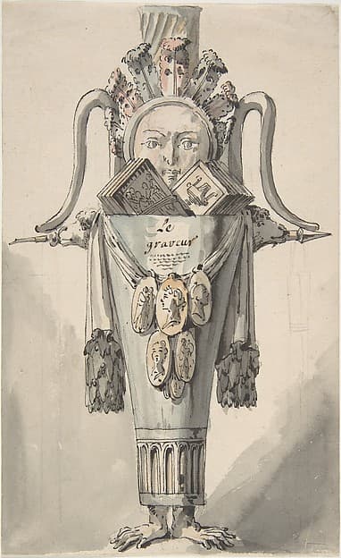 Caricature of an Engraver (recto); Sketch for a Caricature (verso) — Jean Charles Delafosse