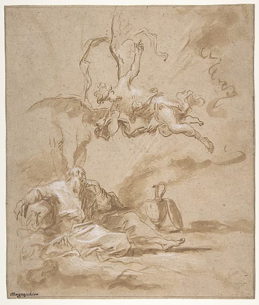 Elijah Visited by an Angel in the Wilderness (1 Kings 19:4-8) — Alessandro Magnasco