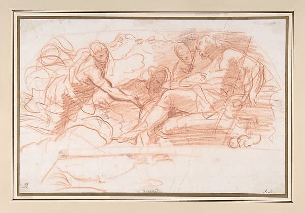 Flying Figure Appearing before an Enthroned Figure — Paolo De Matteis