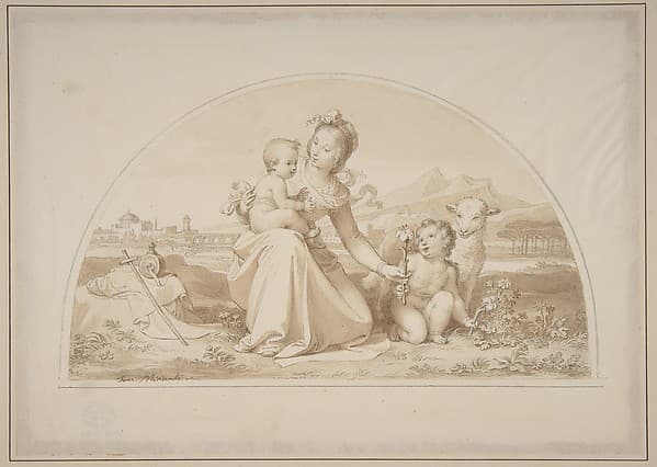 The Virgin and Child with the Infant John the Baptist and a Lamb in a Landscape — Tommaso Minardi