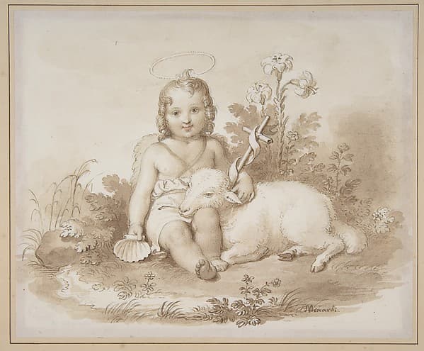Seated John the Baptist with a Lamb in a Landscape — Tommaso Minardi