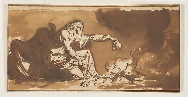 An Old Woman Burning Papers — Nicolai Abraham Abildgaard