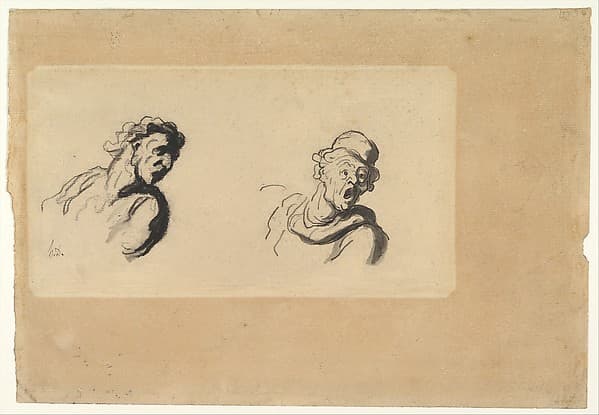 Two Male Heads — Honoré Daumier