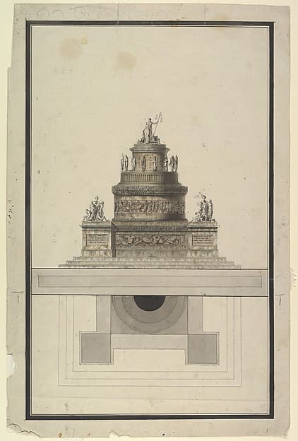 Elevation and Plan for a Round Mausoleum — Jean Charles Delafosse