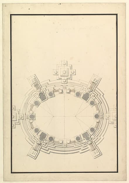 Ground Plan for a Catafalque for a Prince of Lorraine — Giuseppe Galli Bibiena