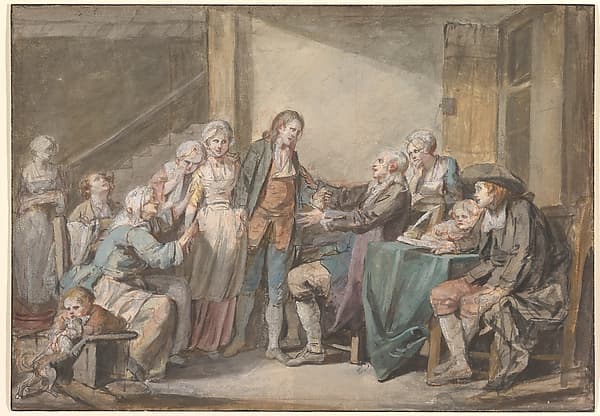 Study for "L'Accordée du village" — Jean-Baptiste Greuze