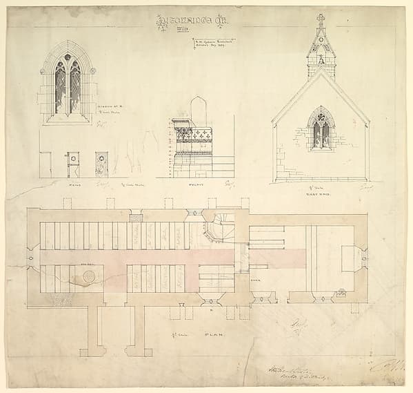 Designs for Ditteridge Church, Wiltshire — Edward William Godwin