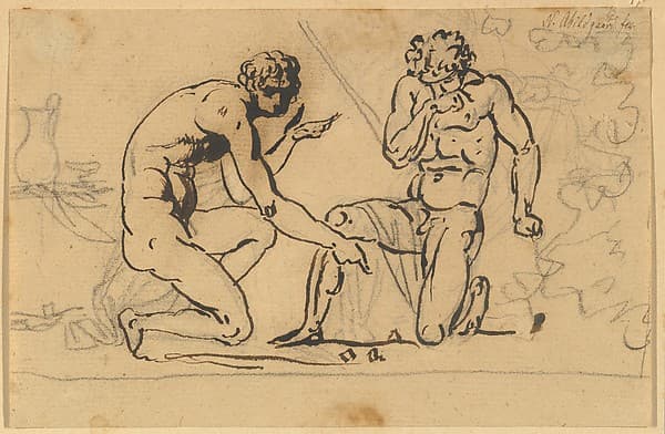 Two Nude Men Playing with Dice — Nicolai Abraham Abildgaard